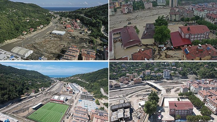 Kastamonu Bozkurt'ta sel felaketinin izleri siliniyor