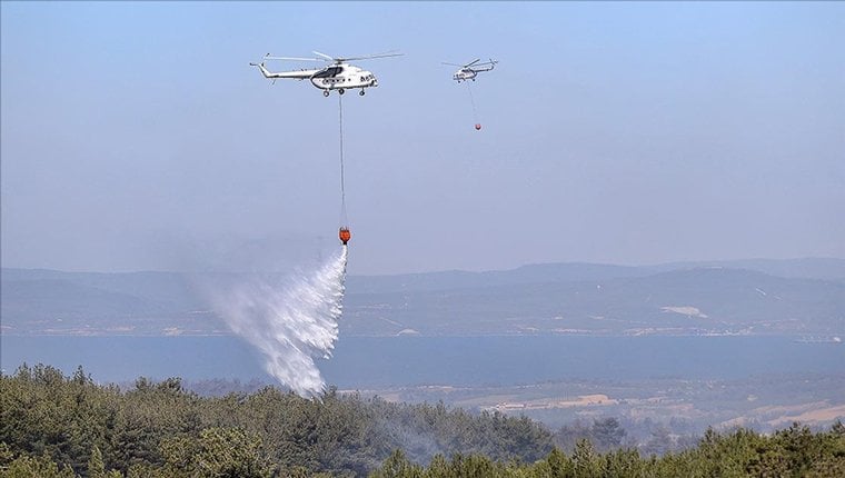 Çanakkale'de orman yangınına müdahale sürüyor!