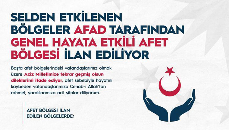 Afet bölgesi ilan edilen yerlerde ödemelere erteleme!